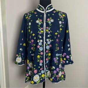 Chuchi Medium vintage Blue Floral embroidered top